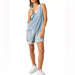 Free People Light Blue Denim Romper